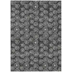 HomeRoots 5' Modern Geometric Indoor Outdoor Area Rug in Black, Gray & Ivory – Durable, Washable & Stylish 5' X 8' 583325
