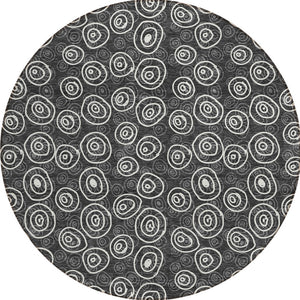 Homeroots 3' Stylish Black Gray And Ivory Geometric Washable Indoor Outdoor Area Rug For Any Space 8' Round Polyester 583326