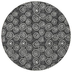 Homeroots 3' Stylish Black Gray And Ivory Geometric Washable Indoor Outdoor Area Rug For Any Space 8' Round Polyester 583326