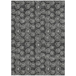 Homeroots 3' Stylish Black Gray And Ivory Geometric Washable Indoor Outdoor Area Rug For Any Space 9' X 12' Polyester 583328