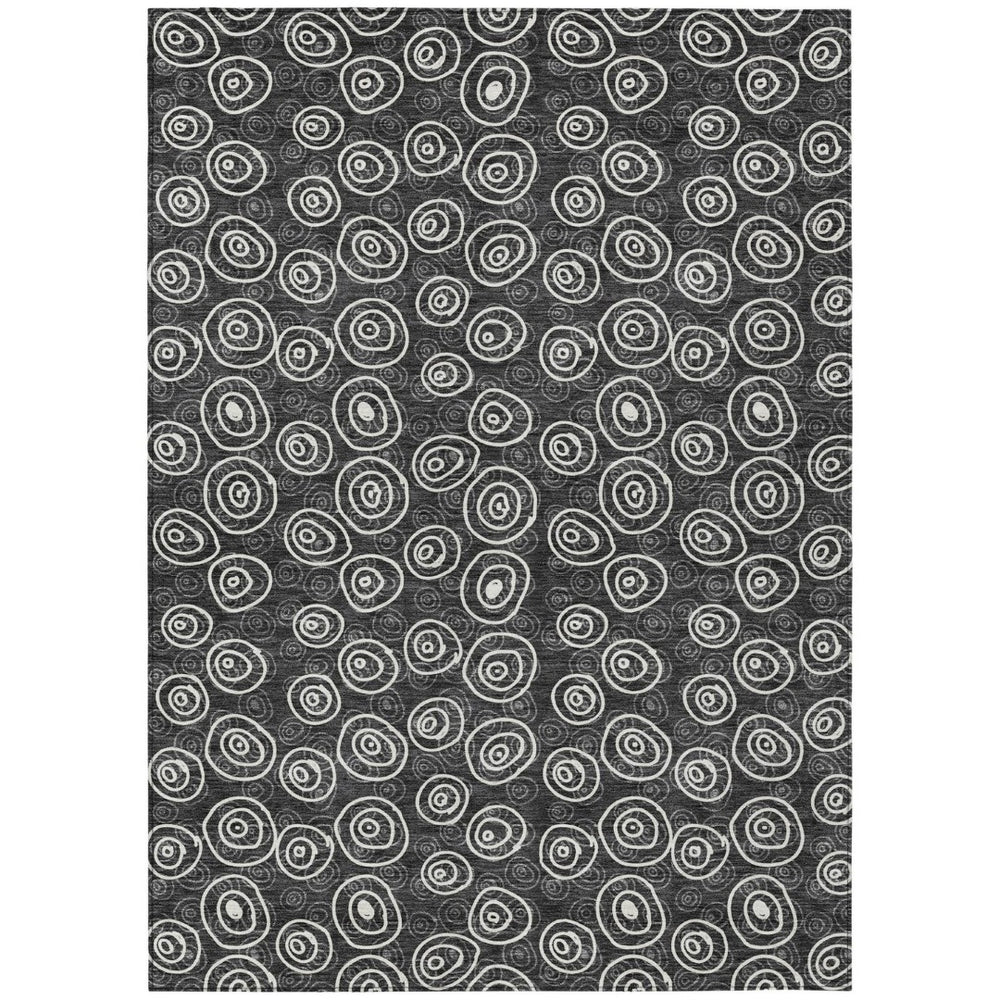 HomeRoots 9' Modern Black Gray Ivory Geometric Washable Indoor Outdoor Area Rug for Stylish Spaces 9' X 12' 583328