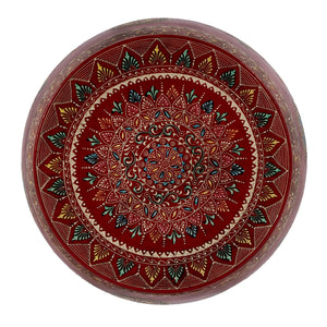 Butler Specialty Imani Round Iron Drum Side Table With Intricate Hand-painted Floral Design, Stylish Accent Piece Red Iron 5833290-butler