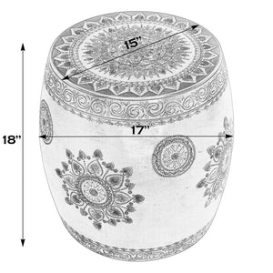 Butler Specialty Imani Round Iron Drum Side Table With Intricate Hand-painted Floral Design, Stylish Accent Piece Red Iron 5833290-butler