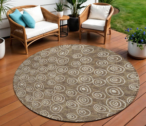 Homeroots 3' Stylish Black Gray And Ivory Geometric Washable Indoor Outdoor Area Rug For Any Space 8' Round Polyester 583332