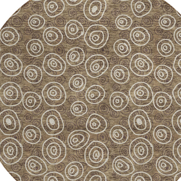 Homeroots 3' Stylish Black Gray And Ivory Geometric Washable Indoor Outdoor Area Rug For Any Space 8' Round Polyester 583332