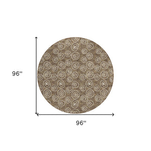 Homeroots 3' Stylish Black Gray And Ivory Geometric Washable Indoor Outdoor Area Rug For Any Space 8' Round Polyester 583332
