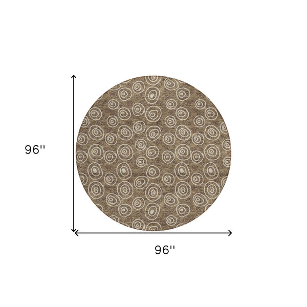 Homeroots 3' Stylish Black Gray And Ivory Geometric Washable Indoor Outdoor Area Rug For Any Space 8' Round Polyester 583332