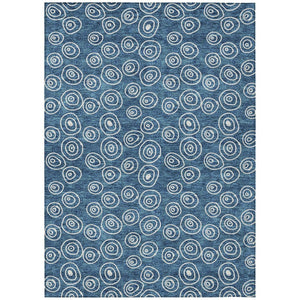 HomeRoots 5' Navy Blue and Ivory Geometric Area Rug - Durable, Washable, Stylish for Indoor and Outdoor Spaces 5' X 8' 583337
