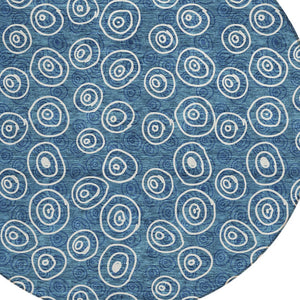 Homeroots 3' Stylish Black Gray And Ivory Geometric Washable Indoor Outdoor Area Rug For Any Space 8' Round Polyester 583338