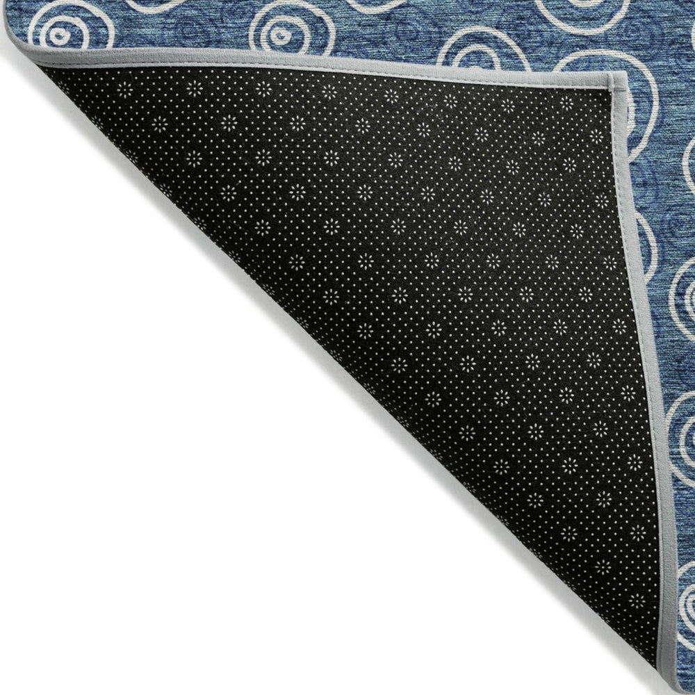 HomeRoots 5' Navy Blue and Ivory Geometric Area Rug - Durable, Washable, Stylish for Indoor and Outdoor Spaces 10' X 14' 583341