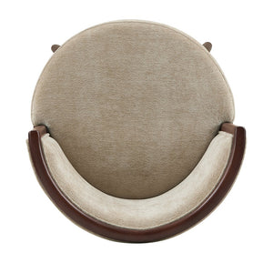 English Elm Evalyn Natural Textured Chenille Barstool — Round Padded Seat, Beech Wood Frame, Footrest, Commercial Grade B365P398037