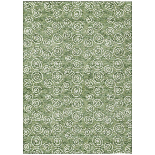 HomeRoots 5' Stylish Green and Ivory Geometric Indoor Outdoor Area Rug - Durable, Washable, and Versatile Decor 10' X 14' 583347
