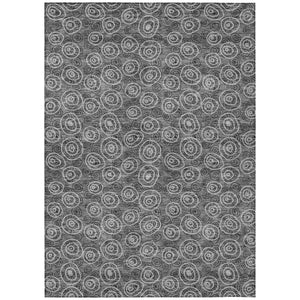 Homeroots 3' Stylish Black Gray And Ivory Geometric Washable Indoor Outdoor Area Rug For Any Space 3' X 5' Polyester 583354