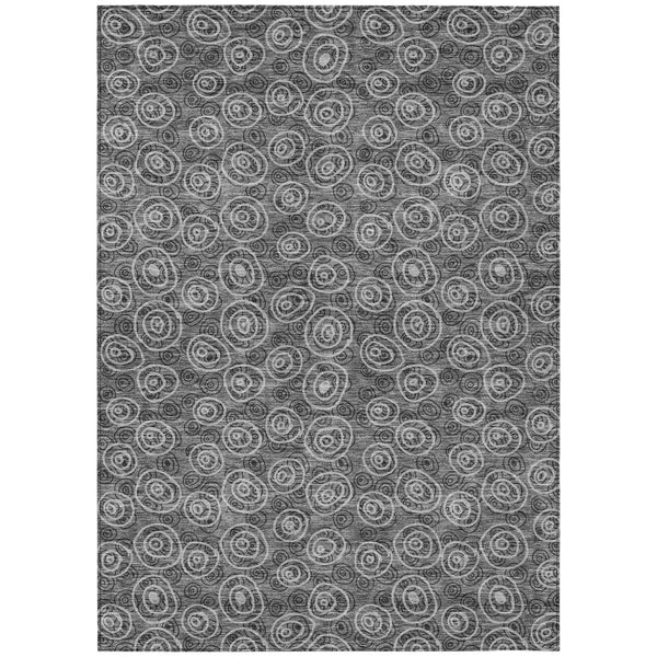 Homeroots 3' Stylish Black Gray And Ivory Geometric Washable Indoor Outdoor Area Rug For Any Space 3' X 5' Polyester 583354