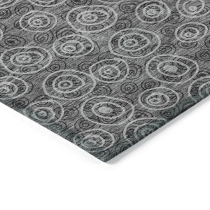 Homeroots 3' Stylish Black Gray And Ivory Geometric Washable Indoor Outdoor Area Rug For Any Space 3' X 5' Polyester 583354