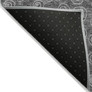 Homeroots 3' Stylish Black Gray And Ivory Geometric Washable Indoor Outdoor Area Rug For Any Space 5' X 8' Polyester 583355