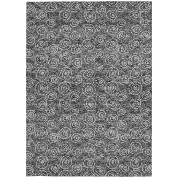 Homeroots 3' Stylish Black Gray And Ivory Geometric Washable Indoor Outdoor Area Rug For Any Space 9' X 12' Polyester 583358