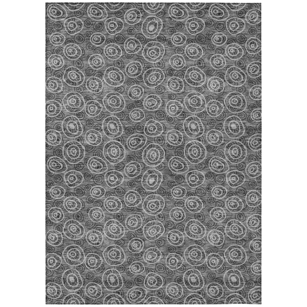 HomeRoots 9' Gray Charcoal and Silver Geometric Area Rug – Stylish, Durable, Washable for Indoor and Outdoor Use 9' X 12' 583358