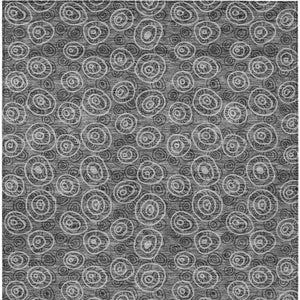 Homeroots 3' Stylish Black Gray And Ivory Geometric Washable Indoor Outdoor Area Rug For Any Space 9' X 12' Polyester 583358