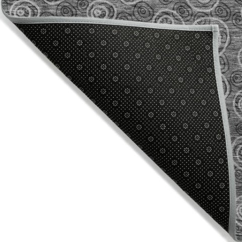 Homeroots 3' Stylish Black Gray And Ivory Geometric Washable Indoor Outdoor Area Rug For Any Space 10' X 14' Polyester 583359