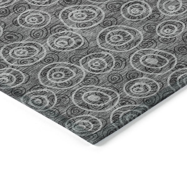 Homeroots 3' Stylish Black Gray And Ivory Geometric Washable Indoor Outdoor Area Rug For Any Space 10' X 14' Polyester 583359