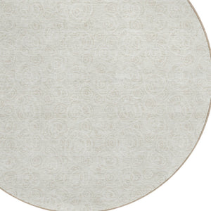 Homeroots 3' Stylish Black Gray And Ivory Geometric Washable Indoor Outdoor Area Rug For Any Space 8' Round Polyester 583362