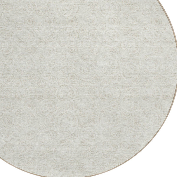 Homeroots 3' Stylish Black Gray And Ivory Geometric Washable Indoor Outdoor Area Rug For Any Space 8' Round Polyester 583362