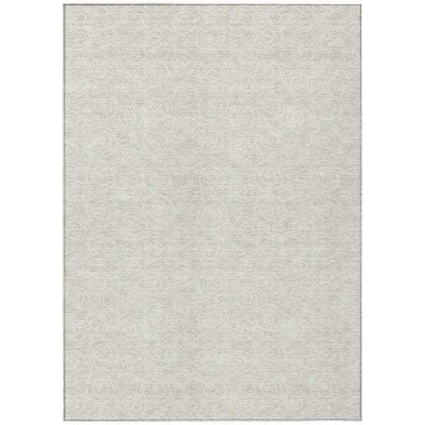 HomeRoots 5' Ivory and Beige Geometric Area Rug - Washable Indoor/Outdoor Design for Modern Spaces and Durability 10' X 14' 583365