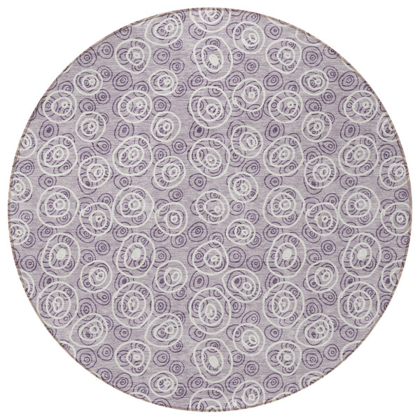 Homeroots 3' Stylish Black Gray And Ivory Geometric Washable Indoor Outdoor Area Rug For Any Space 8' Round Polyester 583368