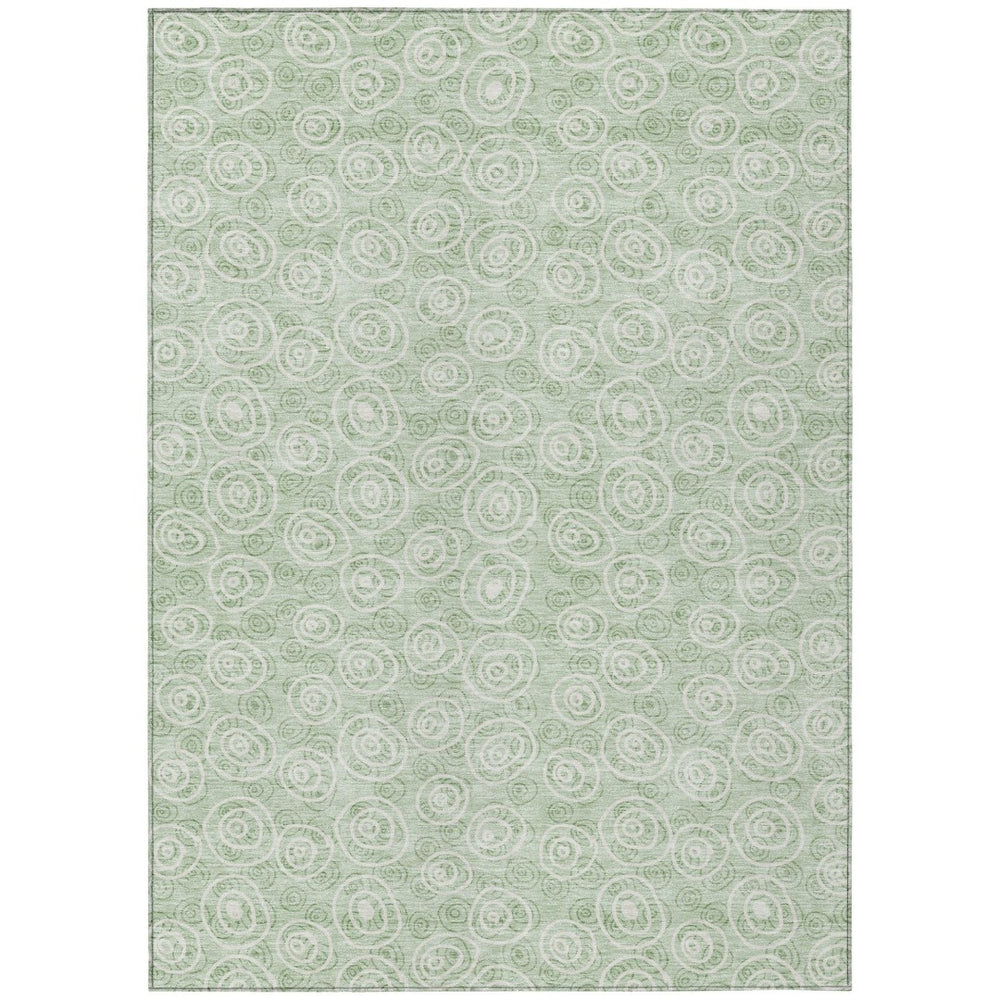 HomeRoots 5' Geometric Area Rug in Mint Green and Ivory - Durable, Washable, Perfect for Indoor and Outdoor Use! 5' X 8' 583373