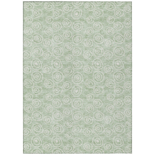 HomeRoots 5' Geometric Area Rug in Mint Green and Ivory - Durable, Washable, Perfect for Indoor and Outdoor Use! 5' X 8' 583373