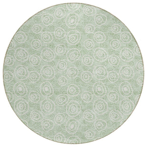 HomeRoots 5' Geometric Area Rug in Mint Green and Ivory - Durable, Washable, Perfect for Indoor and Outdoor Use! 8' Round 583374