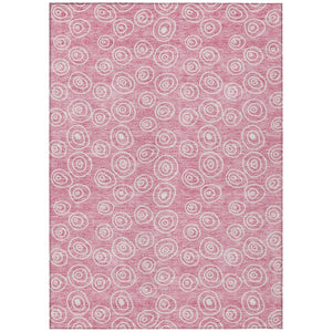 HomeRoots 5' Pink and Ivory Geometric Area Rug - Stylish, Washable, Durable for Indoor and Outdoor Use 5' X 8' 583379