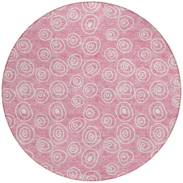 Homeroots 3' Stylish Black Gray And Ivory Geometric Washable Indoor Outdoor Area Rug For Any Space 8' Round Polyester 583380