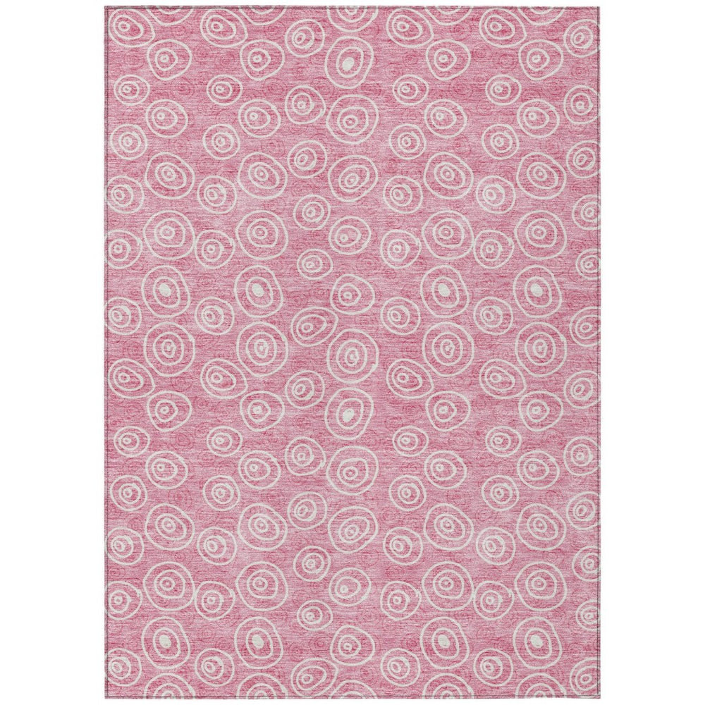HomeRoots 9' Washable Pink and Ivory Geometric Area Rug for Indoor and Outdoor Spaces – Stylish, Durable, Easy Care 9' X 12' 583382
