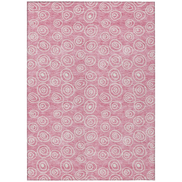 HomeRoots 5' Pink and Ivory Geometric Area Rug - Stylish, Washable, Durable for Indoor and Outdoor Use 10' X 14' 583383