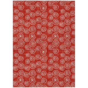 HomeRoots 5' Red and Ivory Geometric Area Rug - Stylish, Durable, Washable Design for Indoor and Outdoor Use 5' X 8' 583385