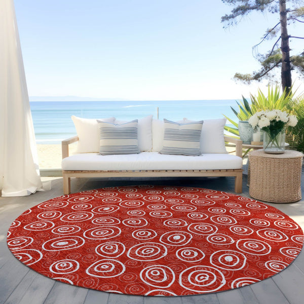 Homeroots 3' Stylish Black Gray And Ivory Geometric Washable Indoor Outdoor Area Rug For Any Space 8' Round Polyester 583386