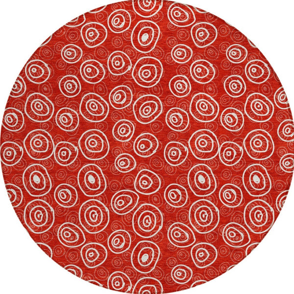 Homeroots 3' Stylish Black Gray And Ivory Geometric Washable Indoor Outdoor Area Rug For Any Space 8' Round Polyester 583386