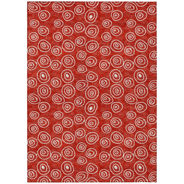 HomeRoots 5' Red and Ivory Geometric Area Rug - Stylish, Durable, Washable Design for Indoor and Outdoor Use 8' X 10' 583387
