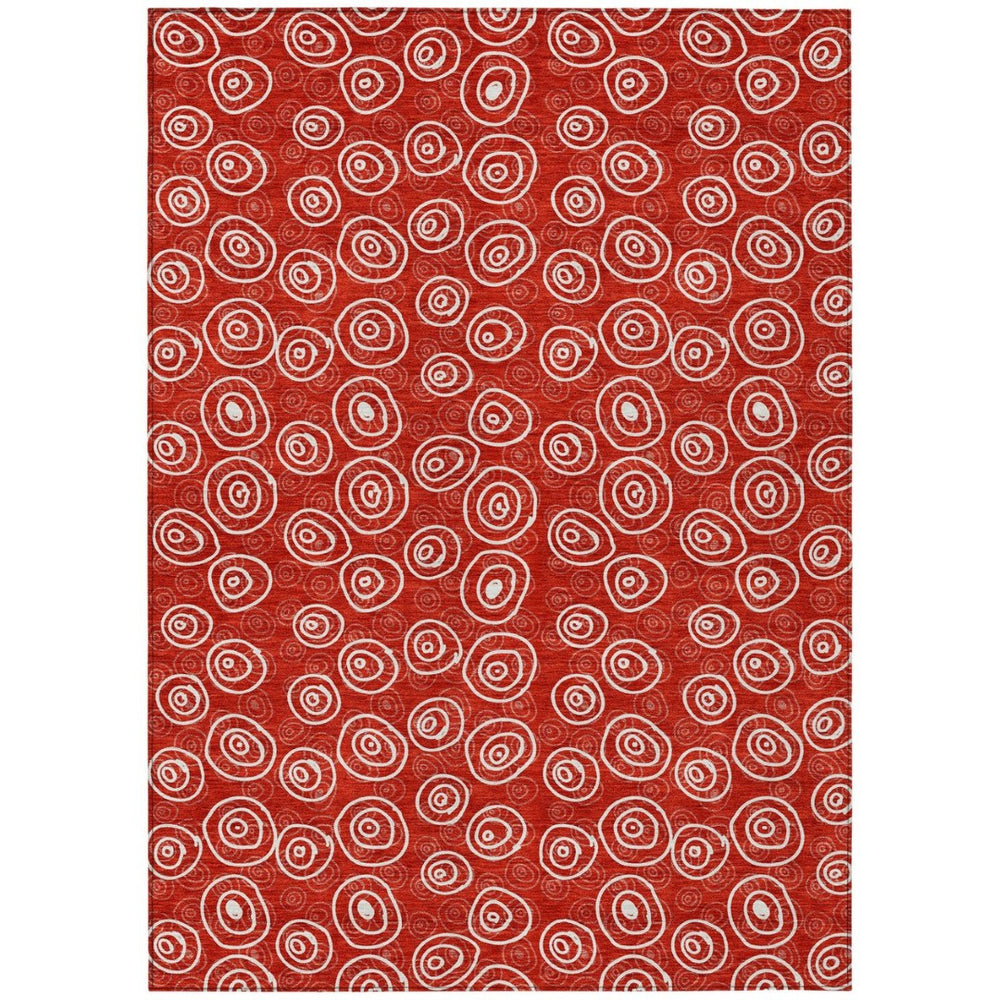 HomeRoots 9' Vibrant Red and Ivory Geometric Washable Area Rug for Indoor and Outdoor Living Spaces 9' X 12' 583388