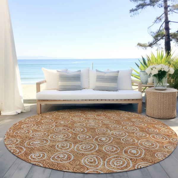 Homeroots 3' Stylish Black Gray And Ivory Geometric Washable Indoor Outdoor Area Rug For Any Space 8' Round Polyester 583398