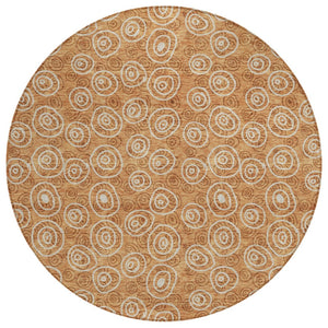 HomeRoots 5' Stylish Terra Cotta Geometric Area Rug – Durable, Washable, Indoor/Outdoor, Easy Care, Modern Design 8' Round 583398