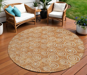 Homeroots 3' Stylish Black Gray And Ivory Geometric Washable Indoor Outdoor Area Rug For Any Space 8' Round Polyester 583398