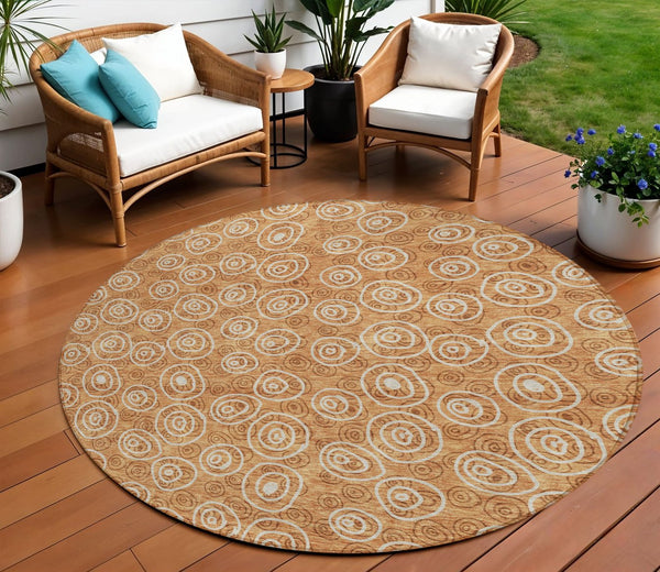 Homeroots 3' Stylish Black Gray And Ivory Geometric Washable Indoor Outdoor Area Rug For Any Space 8' Round Polyester 583398