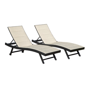 English Elm Patio Aluminum Textilene Chaise Lounge Set of 2 with 5-Position Adjustable Back, Wheels, Stackable W1859P360205