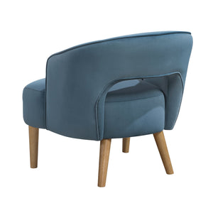 English Elm Luxury Velvet Barrel Accent Chair with Plush Pocket Coil Seat and Solid Wood Legs, Stylish Comfort Blue 27.5 L x 26.5 W x 22 H B011P308022