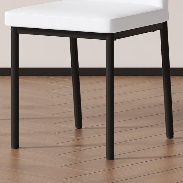 English Elm Luxury Modern Dining Chair Set Of 6 - White Pu With Black Metal Legs, Ergonomic Comfort & Style W1151P282703