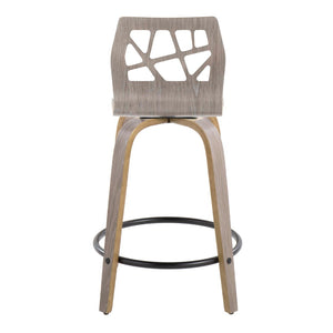 English Elm Folia Swivel Counter Stools Set of 2 Bentwood Frame Upholstered Kitchen Island Seating B202S00058