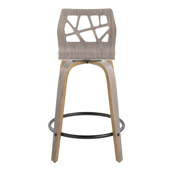 English Elm Folia Swivel Counter Stools Set of 2 Bentwood Frame Upholstered Kitchen Island Seating B202S00058
